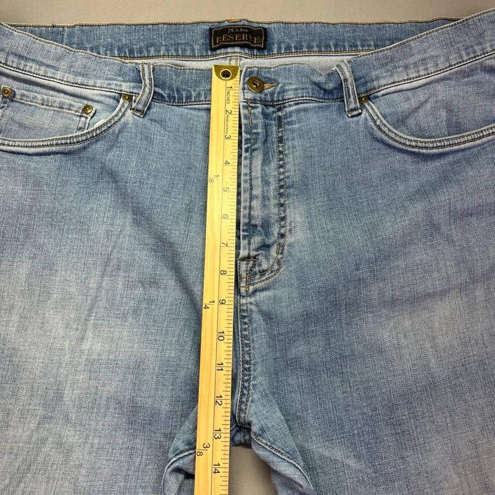 Jos A Bank Reserve Relaxed Fit Jeans Light Wash Denim Sz 42 Retro Grunge Wide‎